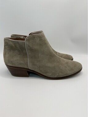 Sam Edelman Petty Ankle Boots Side Zip Suede Bootie Women's 8.5 Taupe